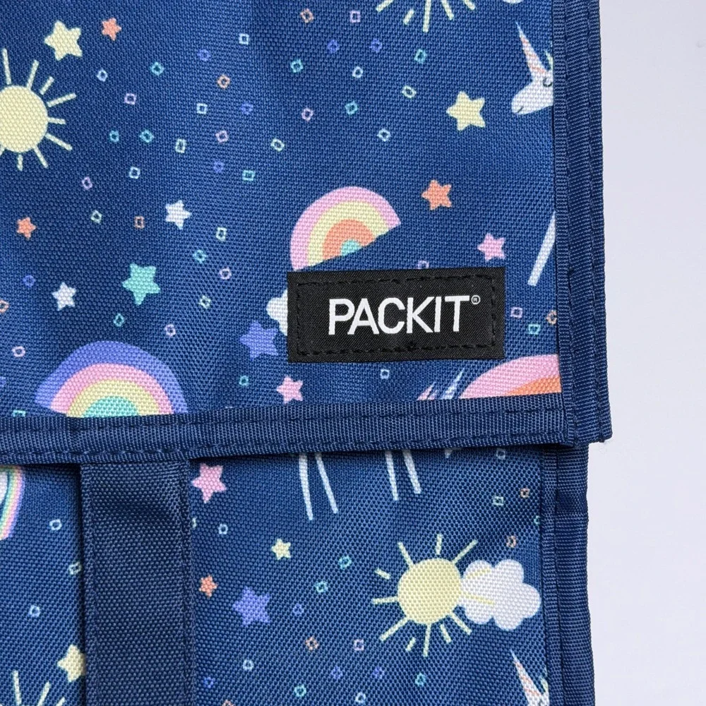 PackIt Freezable Lunch Bag Navy Blue Unicorn Rainbow Stars Collapsible‎ PAC-T07